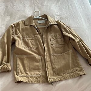 Pull & Bear Tan Oversized Cotton Denim Jacket
